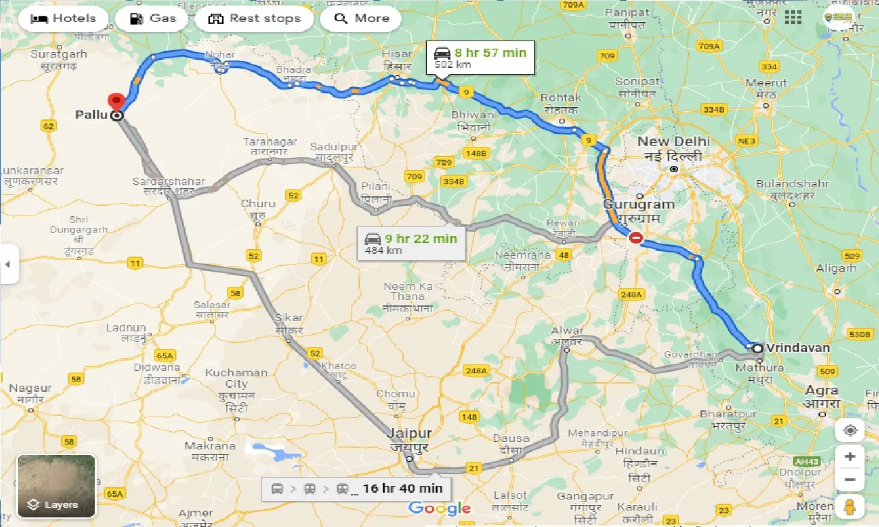 vrindavan-to-pallu-one-way