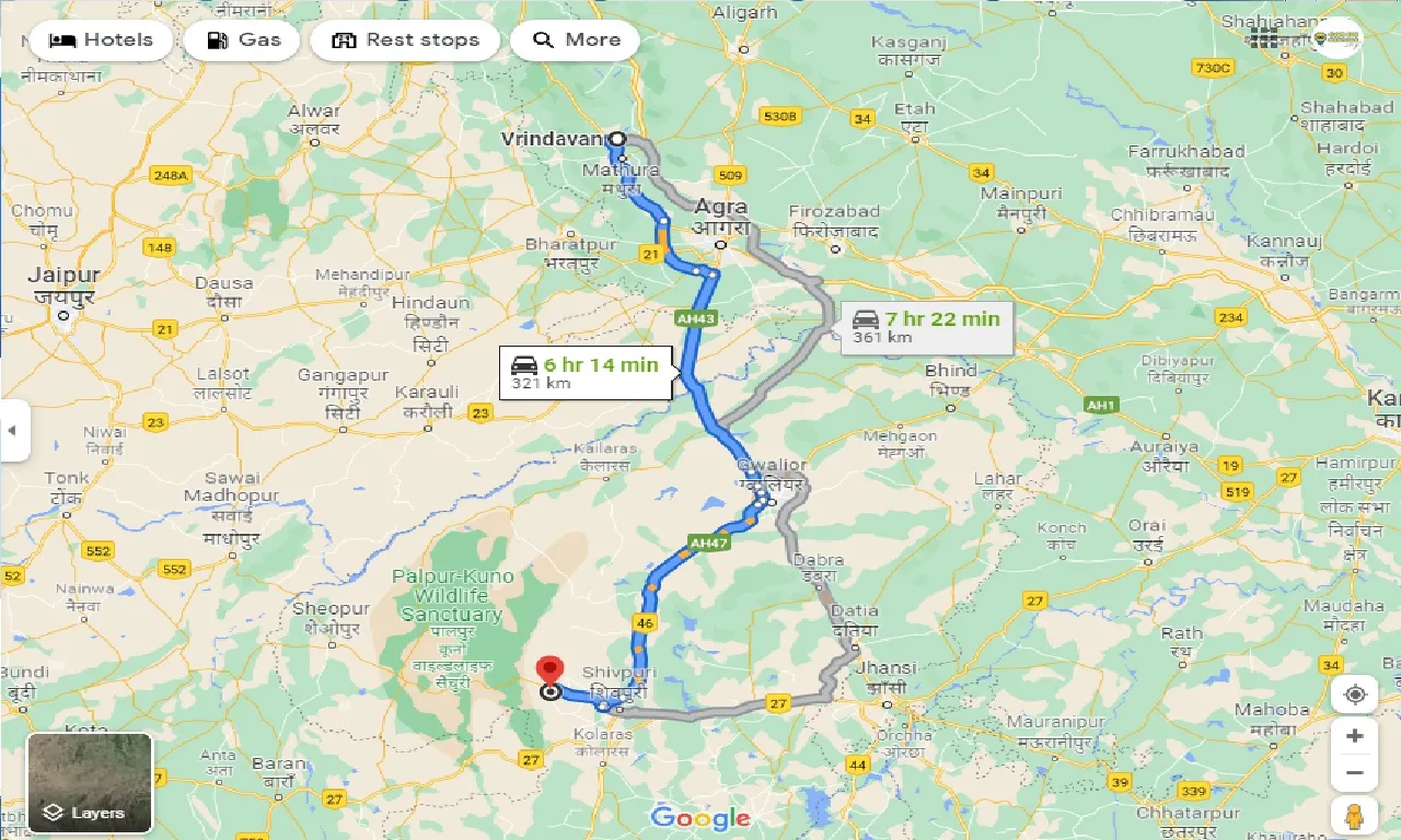 vrindavan-to-palpur-kuno-wildlife-sanctuary-one-way