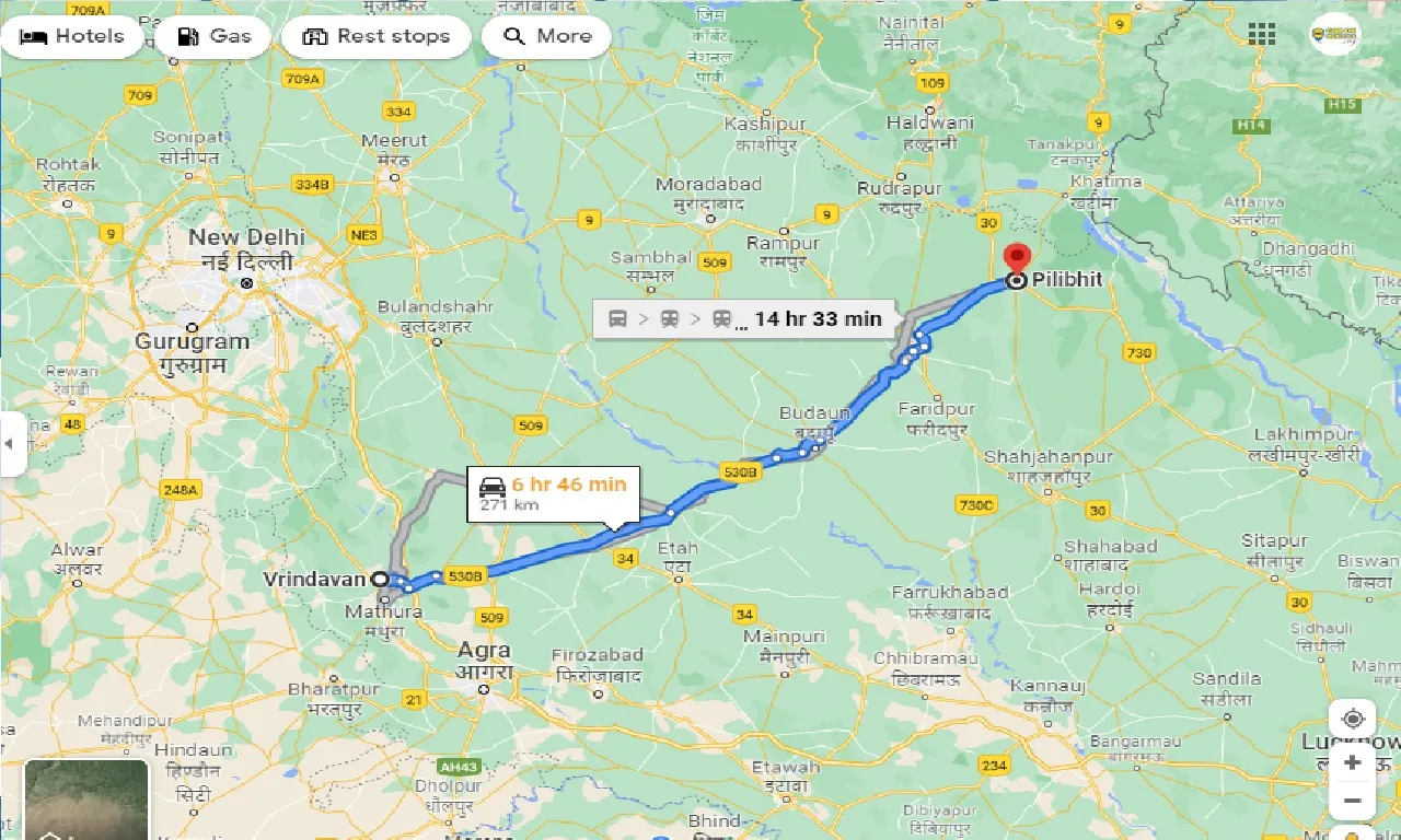 vrindavan-to-pilibhit-taxi