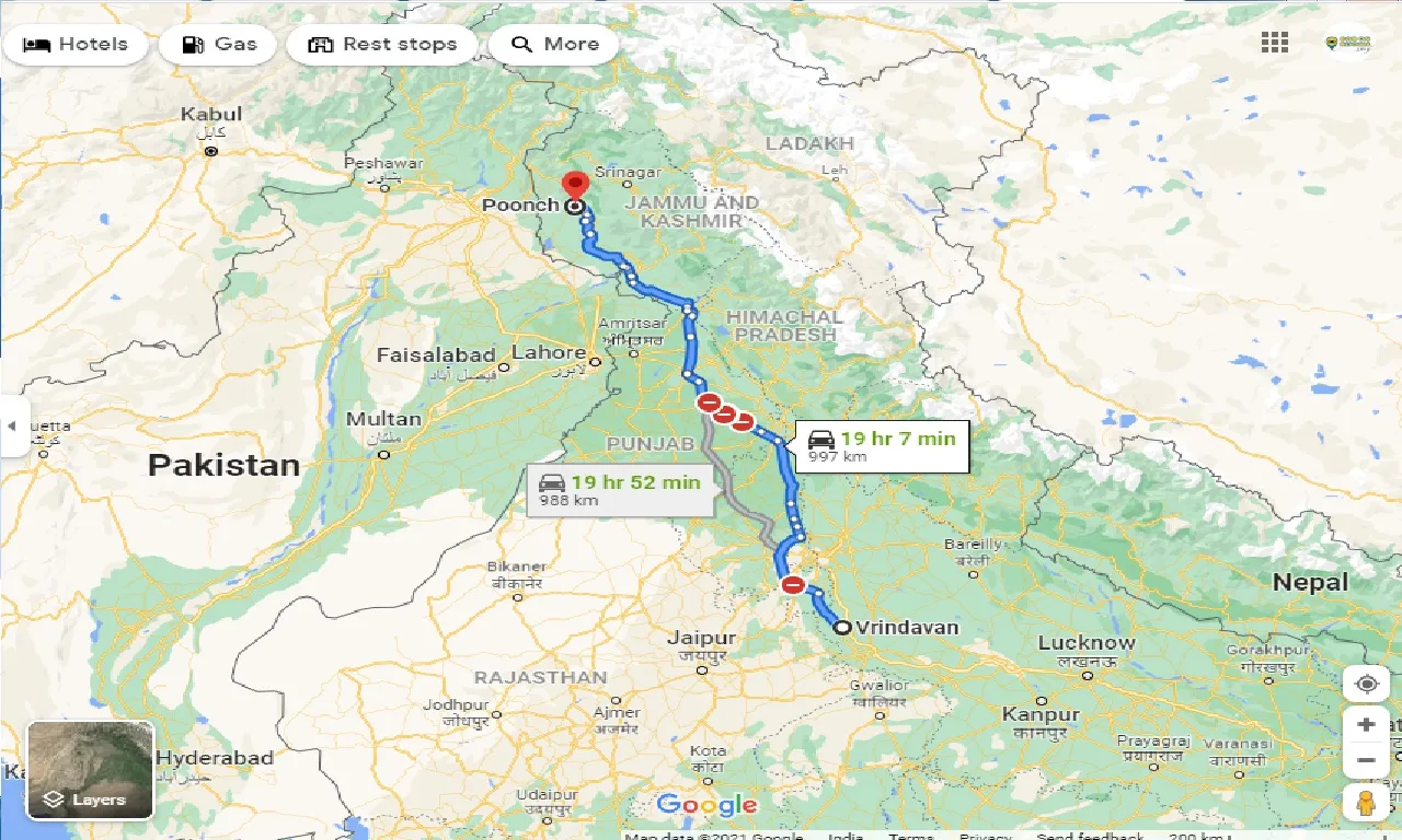 vrindavan-to-poonch-one-way