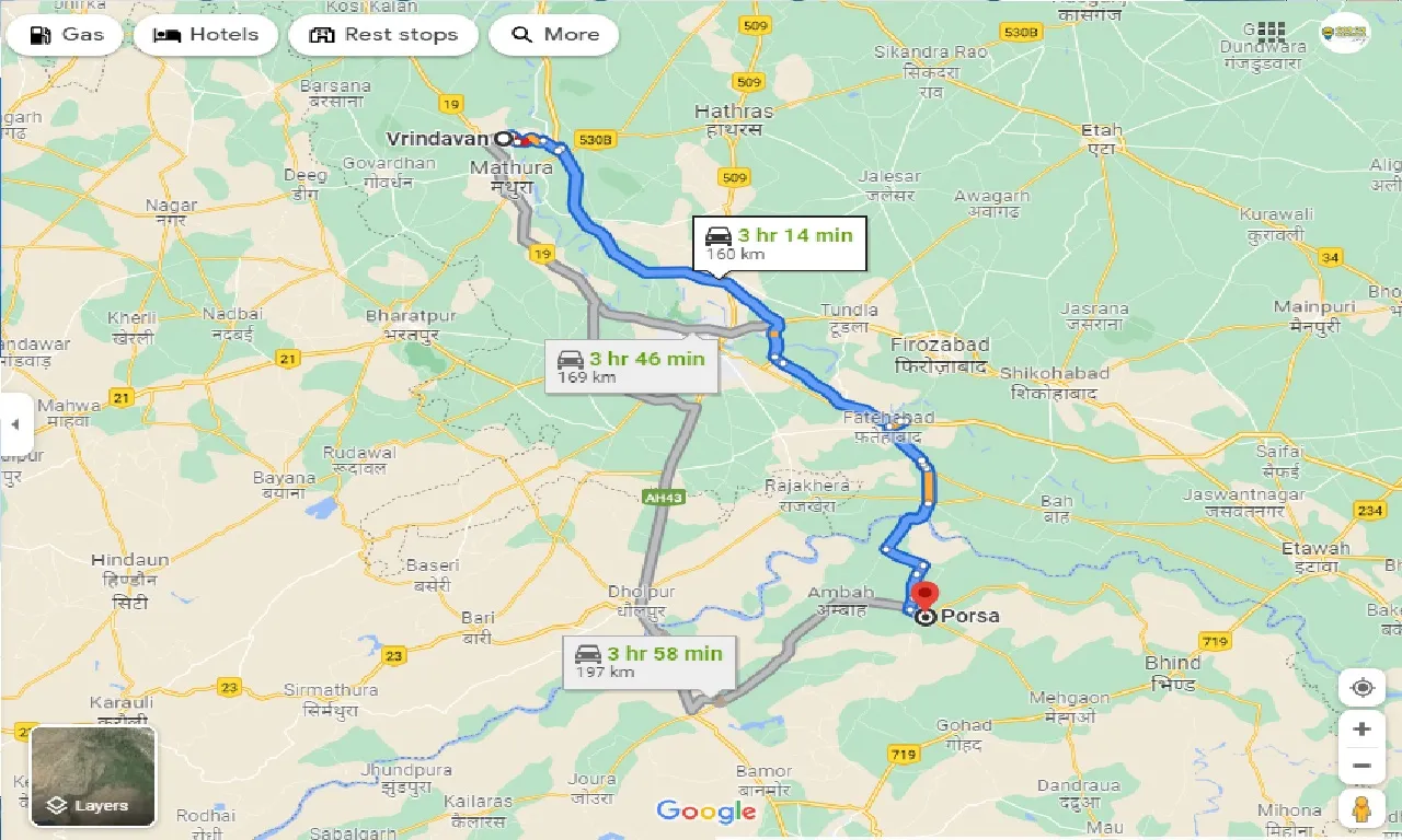 vrindavan-to-porsa-one-way