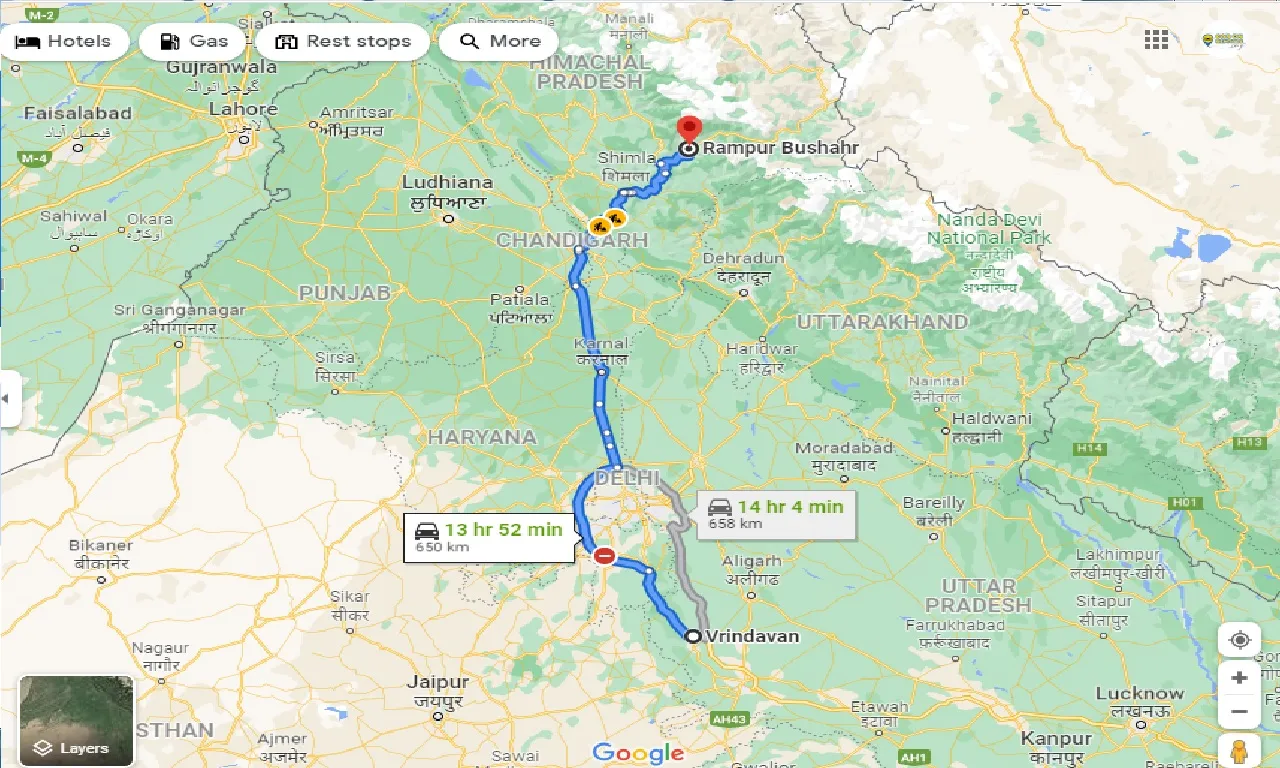 vrindavan-to-rampur-bushahr-taxi