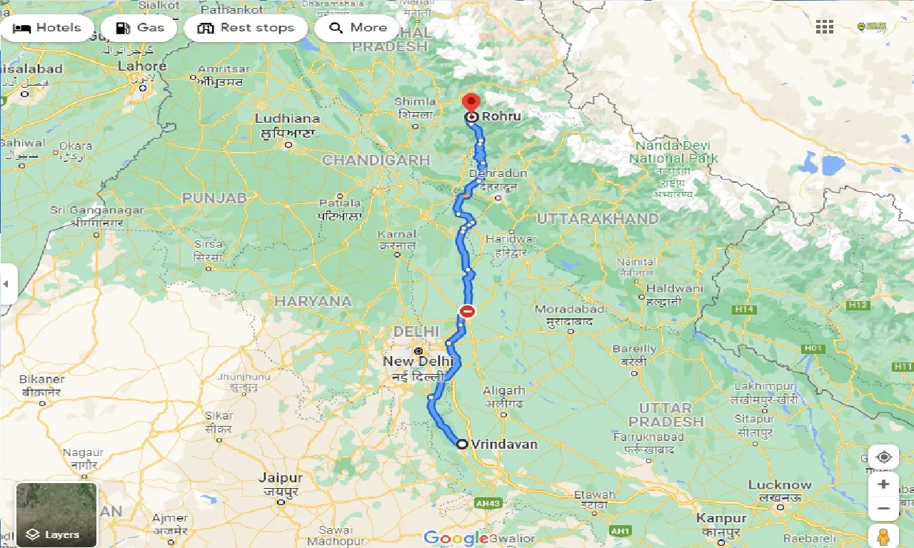 vrindavan-to-rohru-taxi