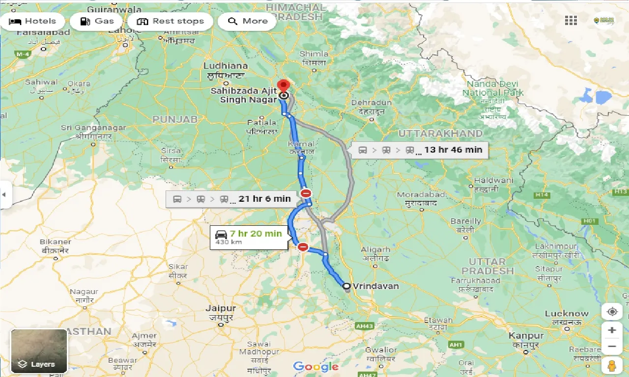 vrindavan-to-sahibzada-ajit-singh-nagar-taxi