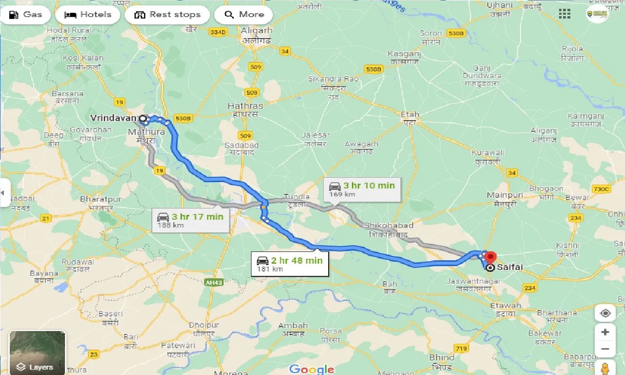 vrindavan-to-saifai-taxi