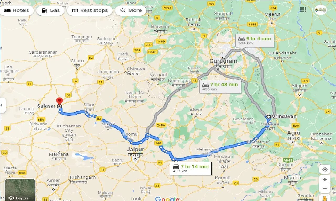 vrindavan-to-salasar-one-way