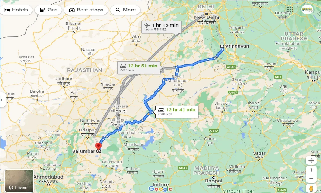 vrindavan-to-salumbar-taxi