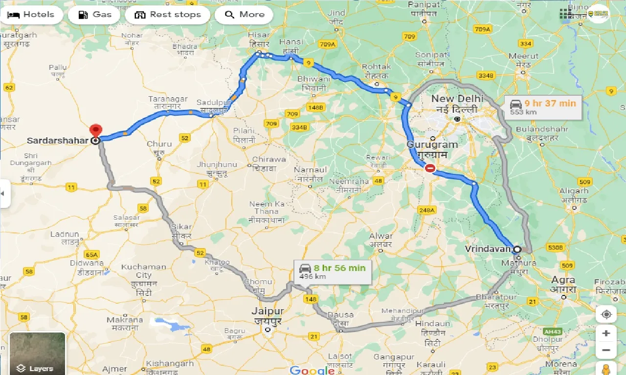 vrindavan-to-sardarshahar-taxi