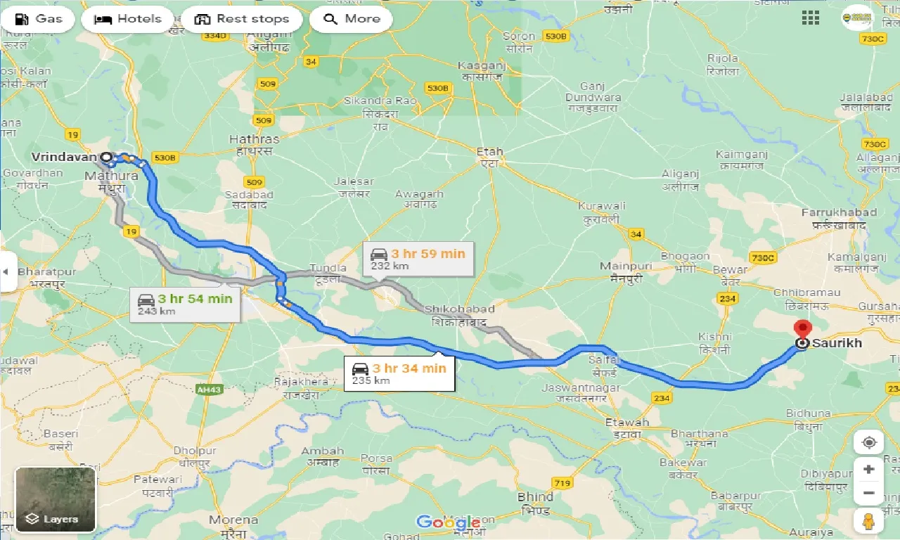 vrindavan-to-saurikh-one-way