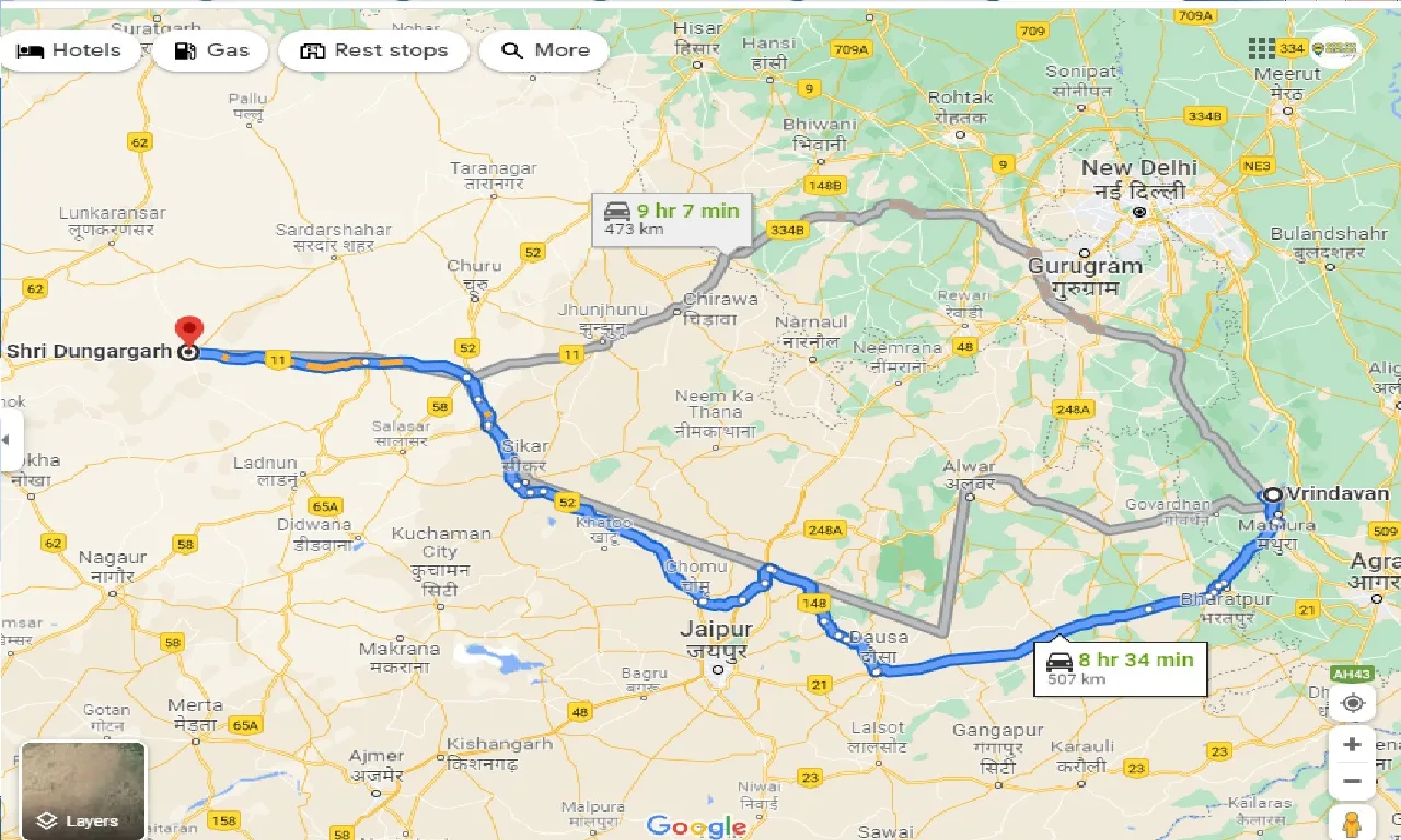 vrindavan-to-shri-dungargarh-taxi