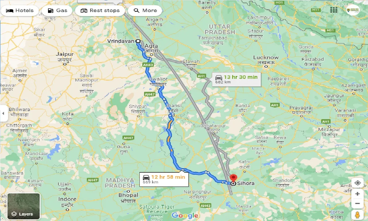 vrindavan-to-sihora-one-way