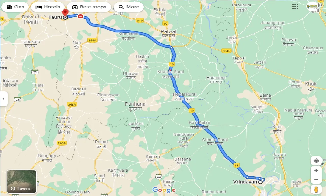 vrindavan-to-tauru-one-way