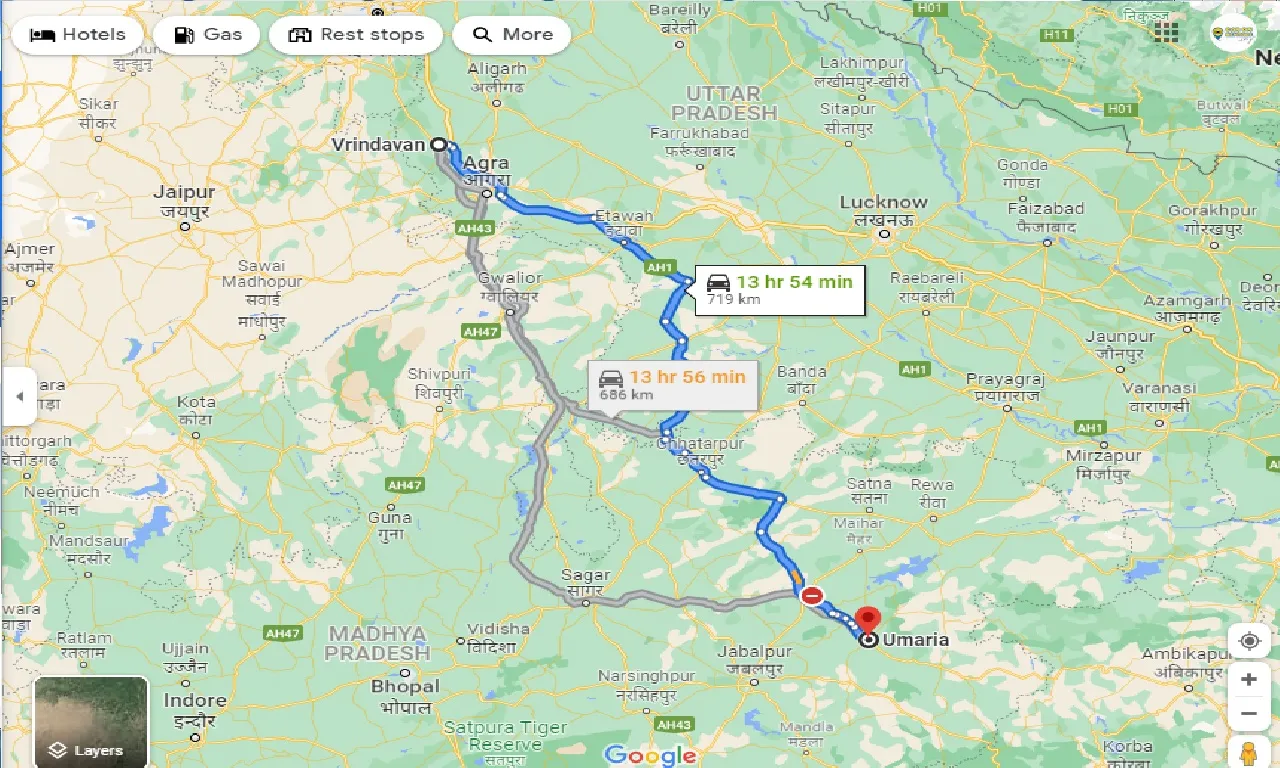 vrindavan-to-umaria-taxi