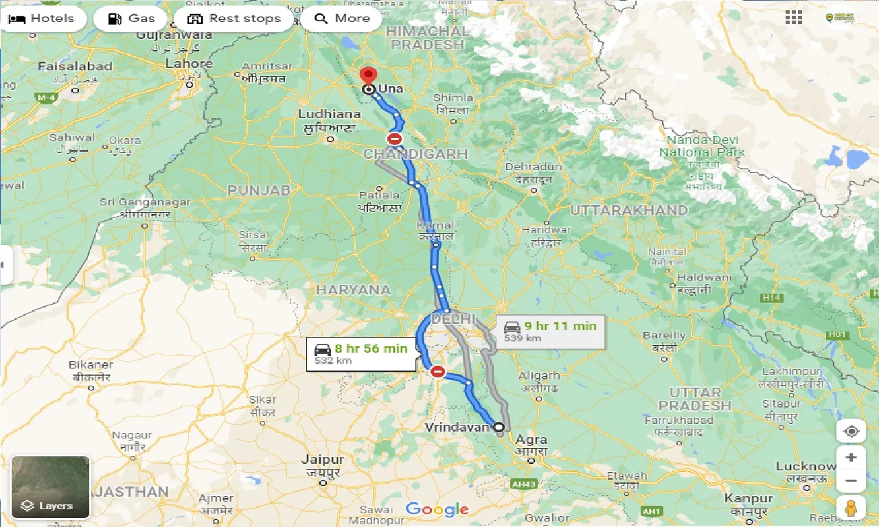vrindavan-to-una-one-way