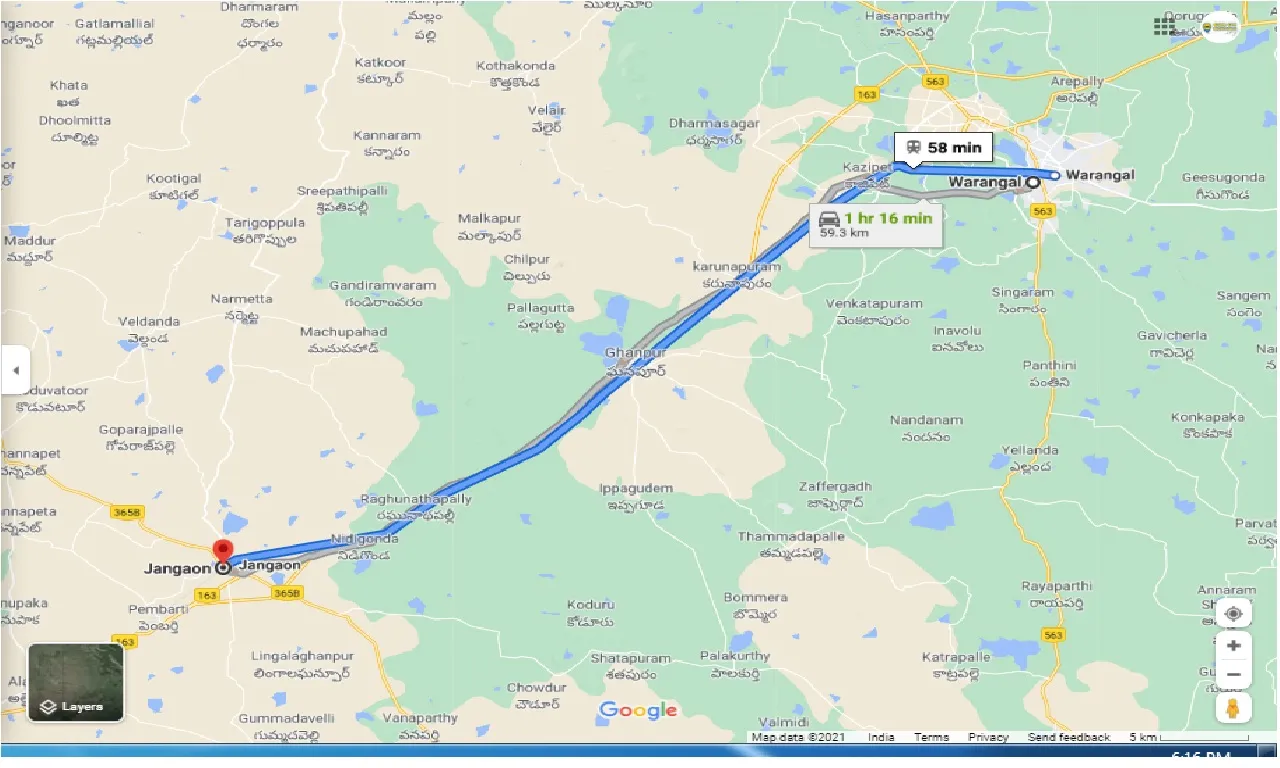 warangal-to-jangaon-round-trip