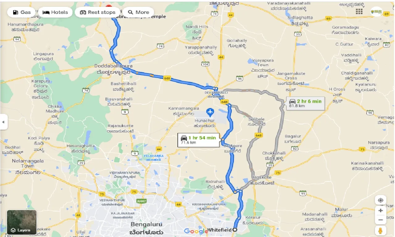 whitefield-to-ghati-subramanya-one-way